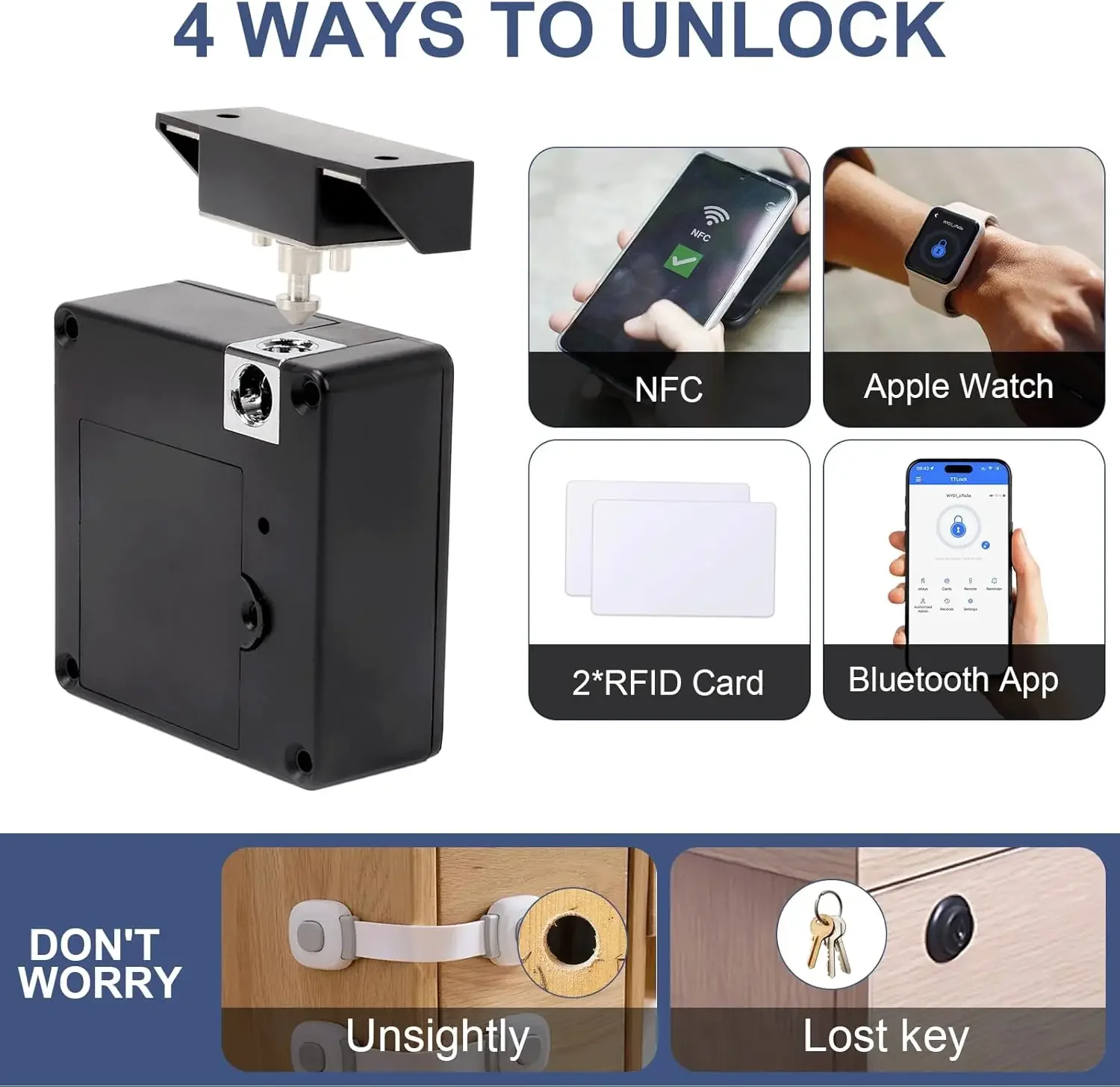 Фото DIXSG NFC-замок для мобильного телефона, электронный замок для умных шкафчиков, RFID 13.56 МГц, невидимый сенсорный замок для мебели, шкафов, ящиков и дверей. №2