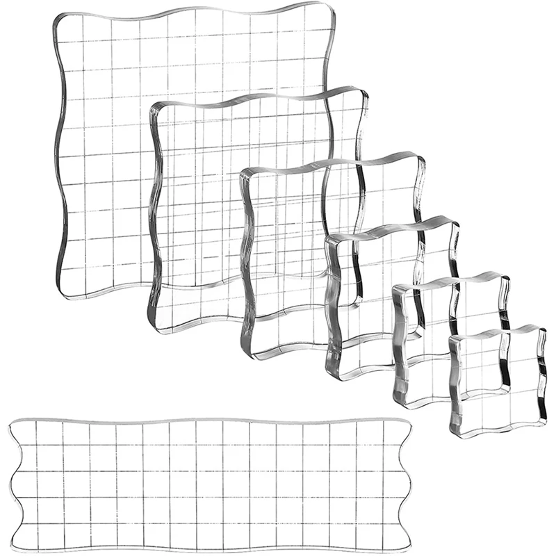

14 шт., прозрачные штамповочные блоки, набор инструментов для штамповки из акрила с сеткой для скрапбукинга, творчества, открыток, расписания