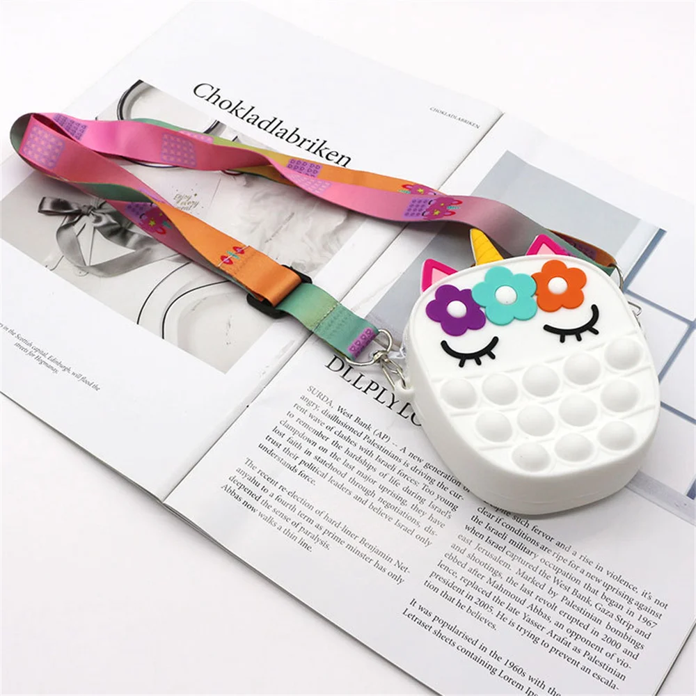 

Stress Reliever Toys Bag Unicorn Bag Shoulder Bag Coin Purse Puzzle Diagonal Bag Silicone Bag for Girl Stress Reliever Toys Bag