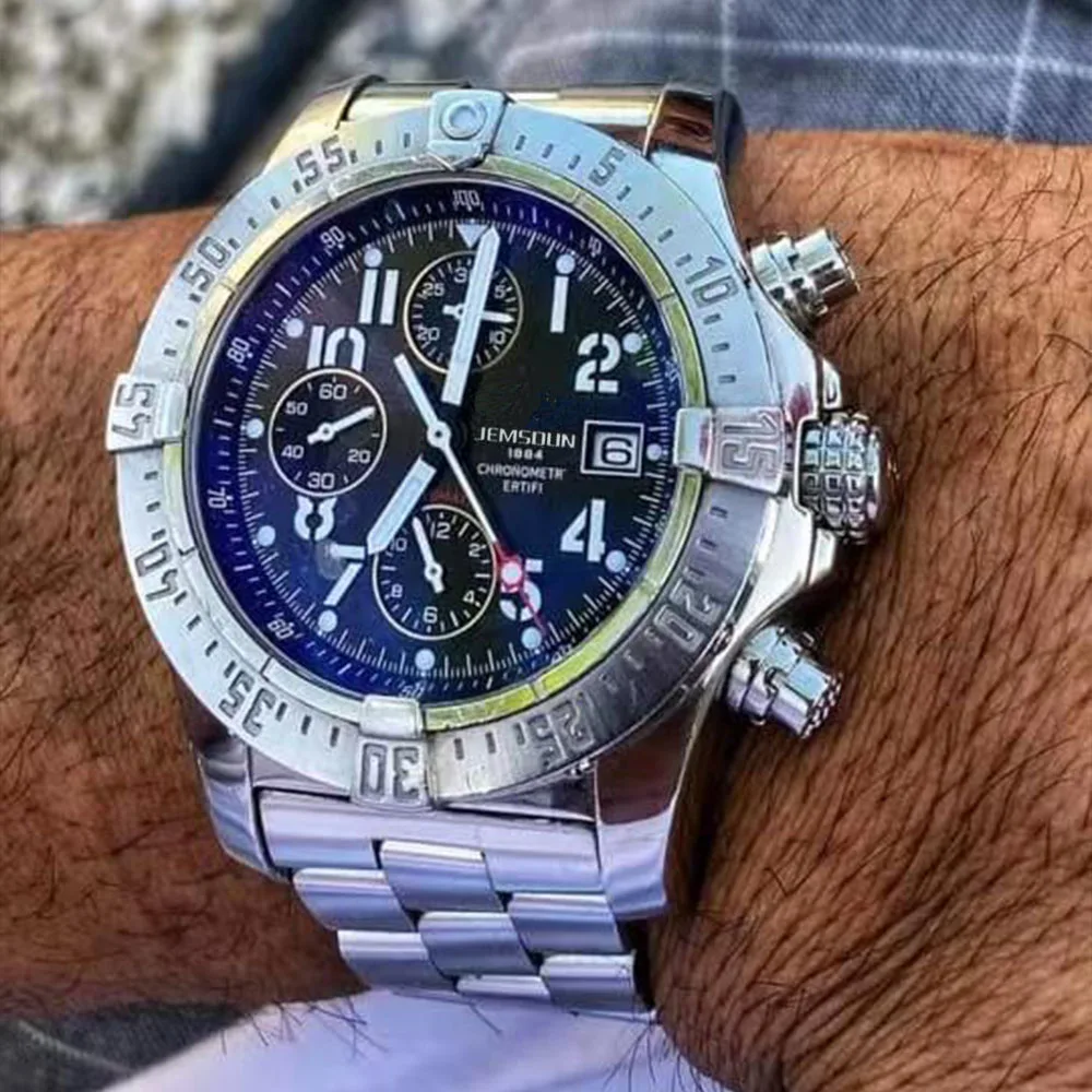 

Top New Luxury Brand Men's Watch Luminous Six Hands Steel Band Multifunctional Waterproof Quartz Watch Automatic Date Men Clock