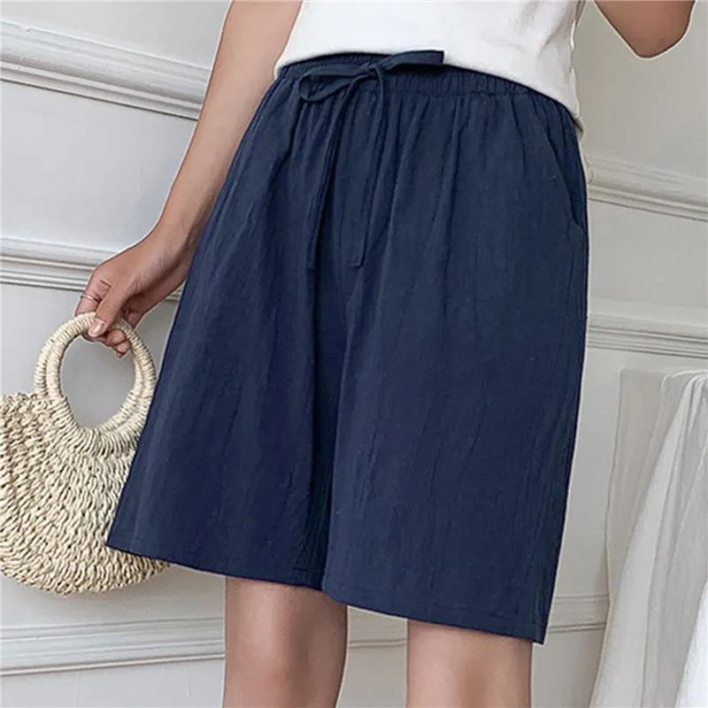 

New Women's Shorts Hot Summer Women High Waist Shorts Simple Solid Color Leisure Loose Shorts Women Clothing