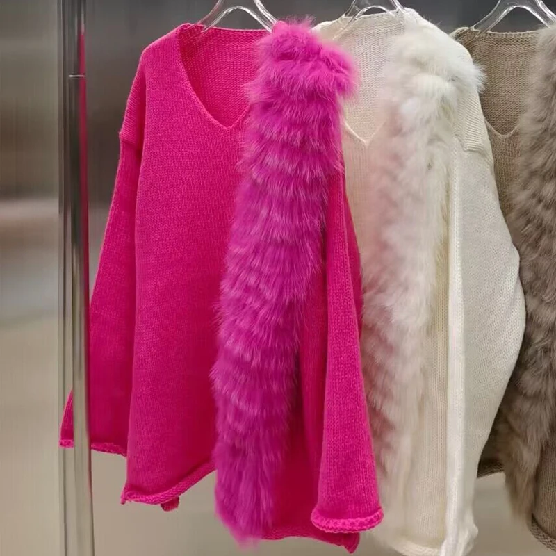 Натуральный мех модная классическая женская объемная лиса с длинным рукавом 7211