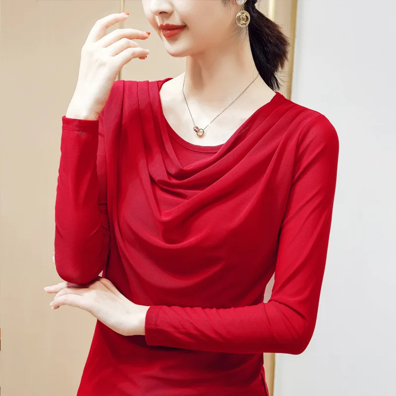 

Tidal Curren 2023 Women Top T-shirt Wrinkle Design Female Spring Auumn Sexy Crop Tops Clohes Fashion Clohing Tees Y2k Goh？