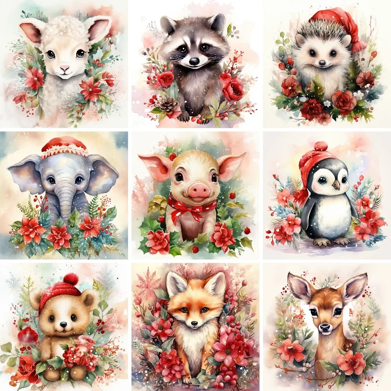 

Diamond Painting Kits Red Flowers Animals,Full Diamonds,Sheep Raccoon Pig Penguin Bear Deer Elephant,Diamond Art Kits for Adults