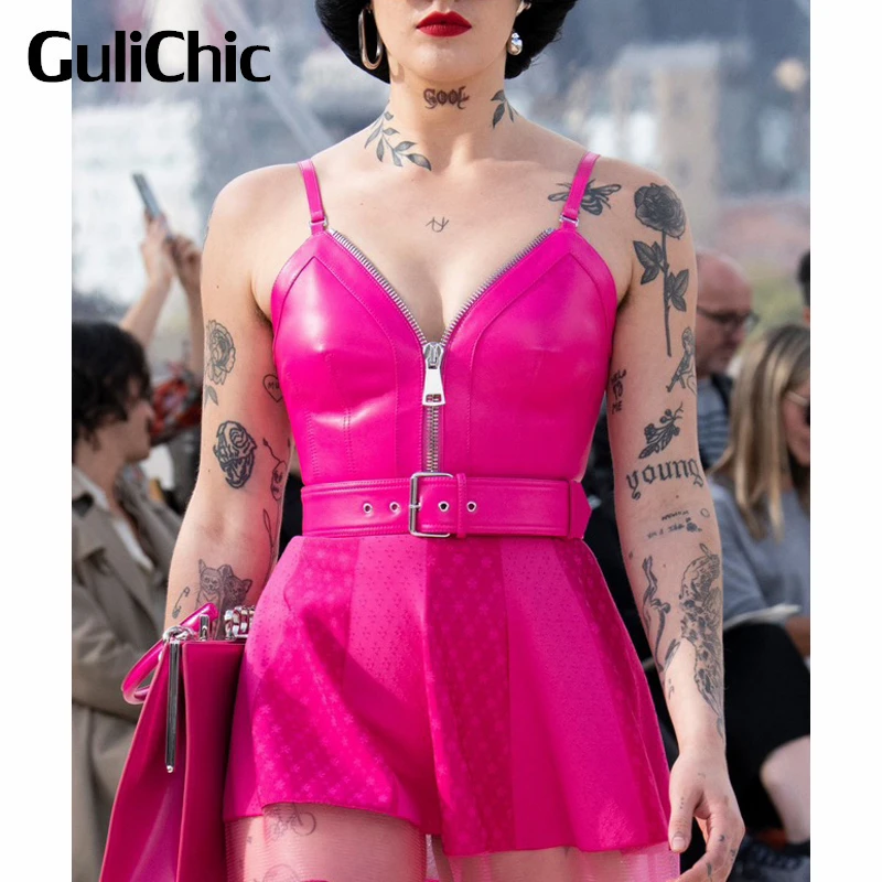 

Женский модельный топ из натуральной кожи, с V-образным вырезом и открытой спиной