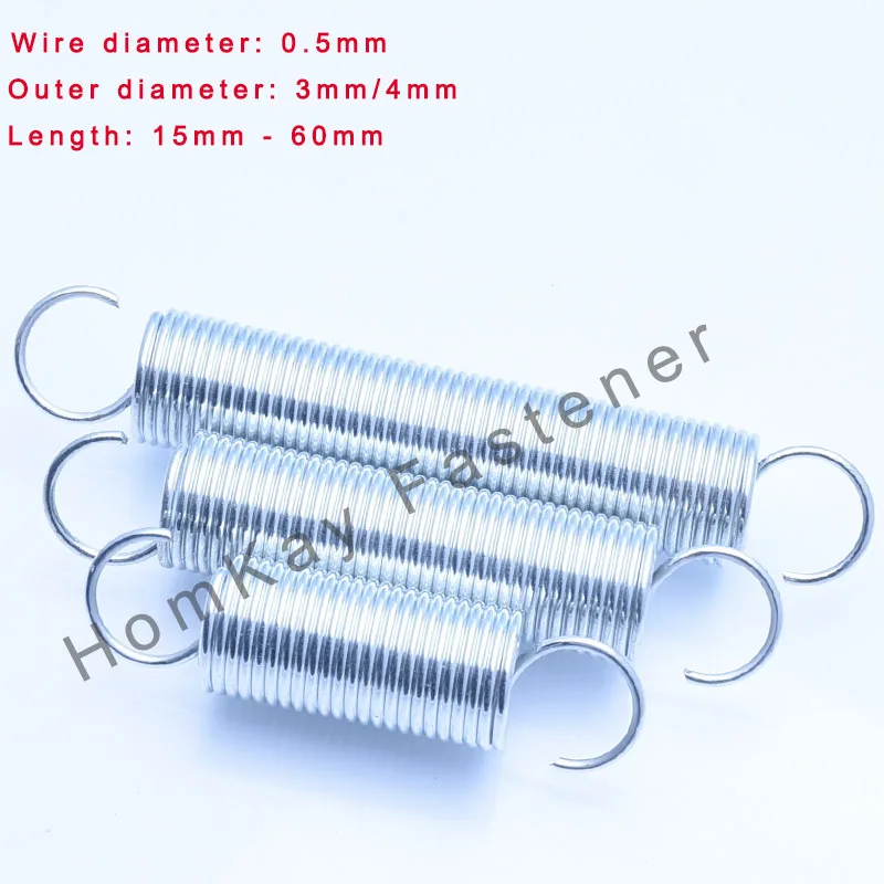

10/20/30/40/50 Pcs High Quality Galvanized Stretching Spring Wire Dia 0.5mm*Outer Dia 3mm/4mm*Length 15-60mm With Hook Machinery