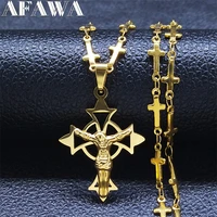 christian jesus stainless steel choker necklace womenmen gold color cross chain necklaces jewelry chretienne n8065s02