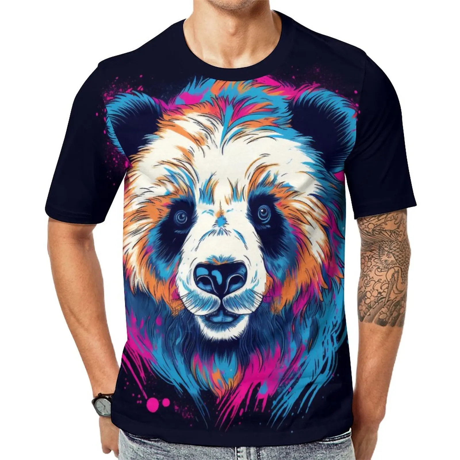 

Panda T-Shirt Vintage Hippie T Shirts Short-Sleeve Graphic Tshirt Cheap Summer Y2K Big Size Clothing