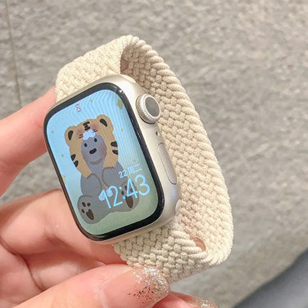 

Braided Solo Loop For Apple Watch Band 44mm 40mm 45mm 41mm 49mm 42mm 38mm Elastic Bracelet iWatch series 7 3 SE 6 8 Ultra Strap