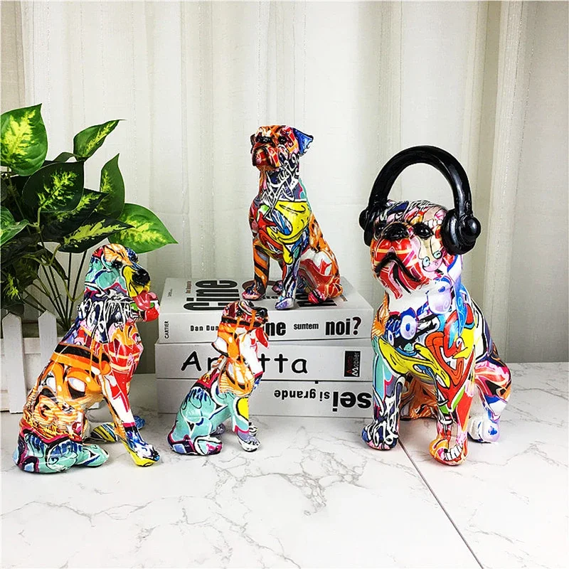 

Простая и креативная Строительная статуя собаки чихуахуа, щенок, кукла для гостиной, офиса, украшение для дома, полимерные поделки