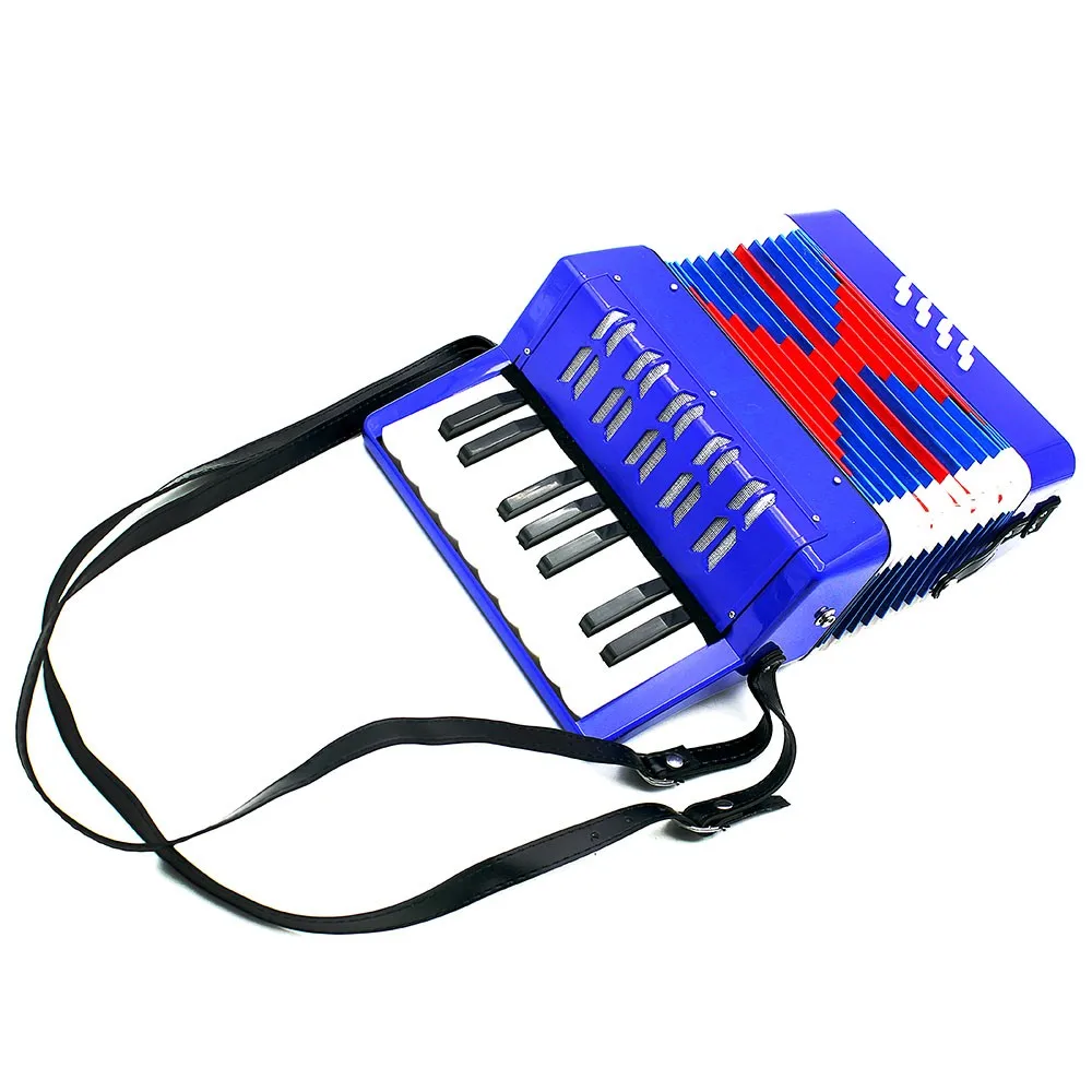 Hot! High Quality Mini 17-Key 8 Bass Accordion Educational Musical Instrument for Kids Blue