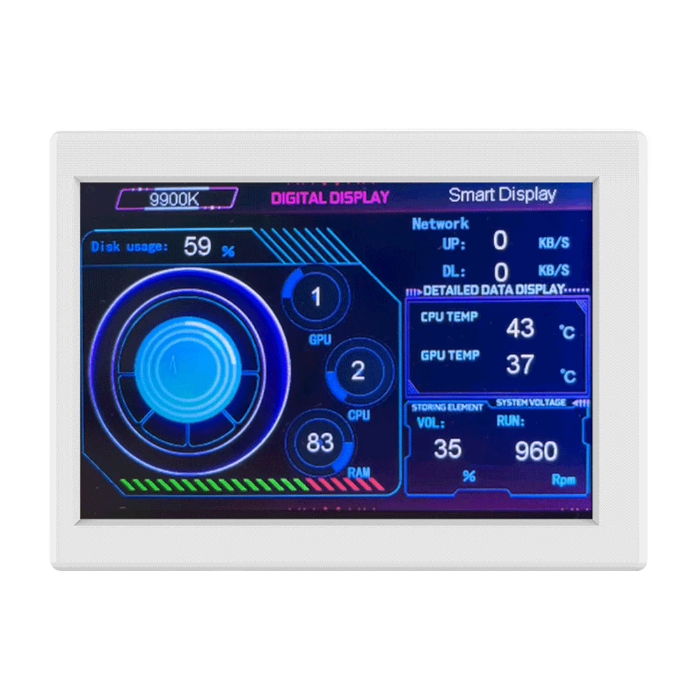 

3.5 Inch IPS Monitor Display Computers Monitor CPU GPU Monitoring Sub-Screen Support DIY Theme Editing Free Software Upgrade