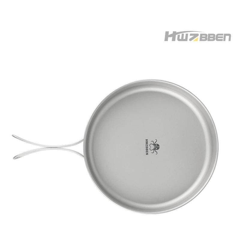 Титановая тарелка HWZBBEN, посуда для кемпинга на открытом воздухе, Ультралегкая круглая тарелка большого размера с фруктами, столовая посуда, сковорода для барбекю, походов