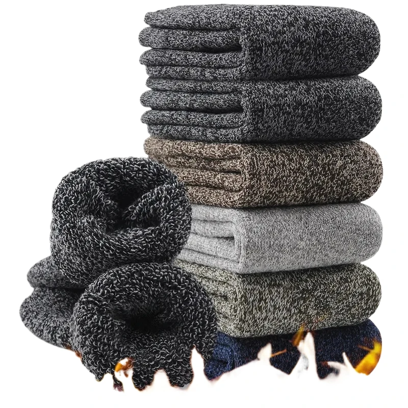 

5 Pairs Winter Women Towel Keep Warm Winter Terry Socks Thicken Wool Merino Socks New Year Christmas Gift Russia Socks for Man