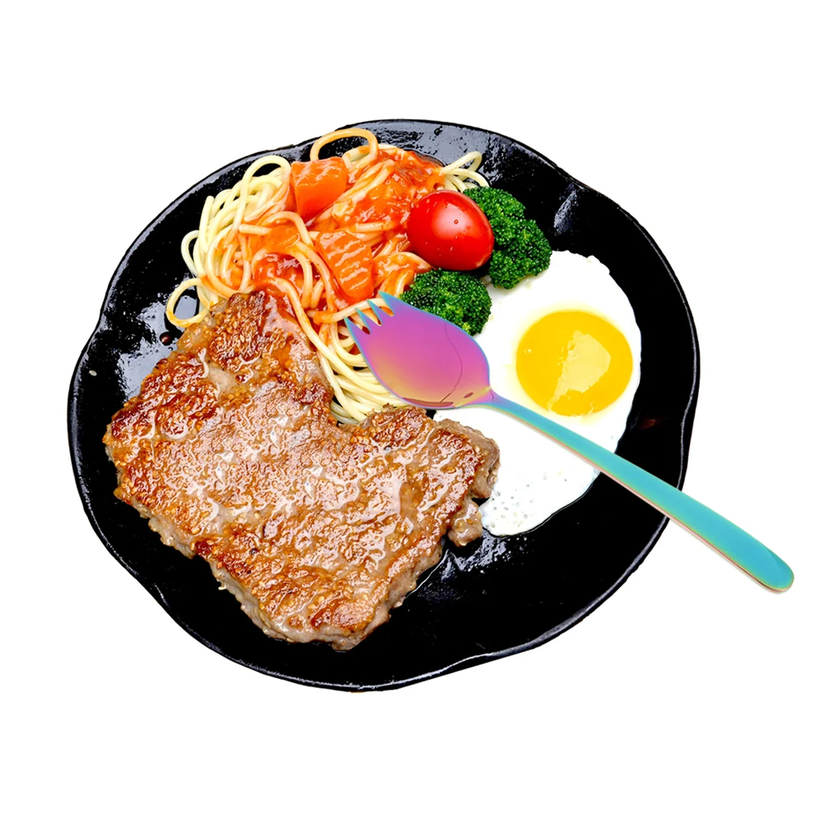 Салатный спорт Spork из нержавеющей стали ложка для спагетти и лапши серебро