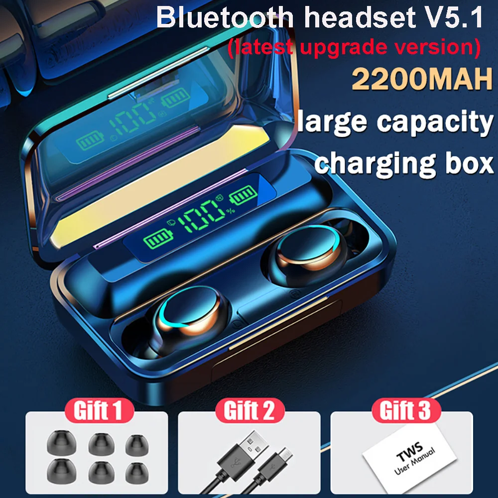 

F9 Tws Wireless Headphones Bluetooth Earphones 5.0 Handfree 9D Stereo Sports Portable Earbuds Waterproof Noise Reduction Headset