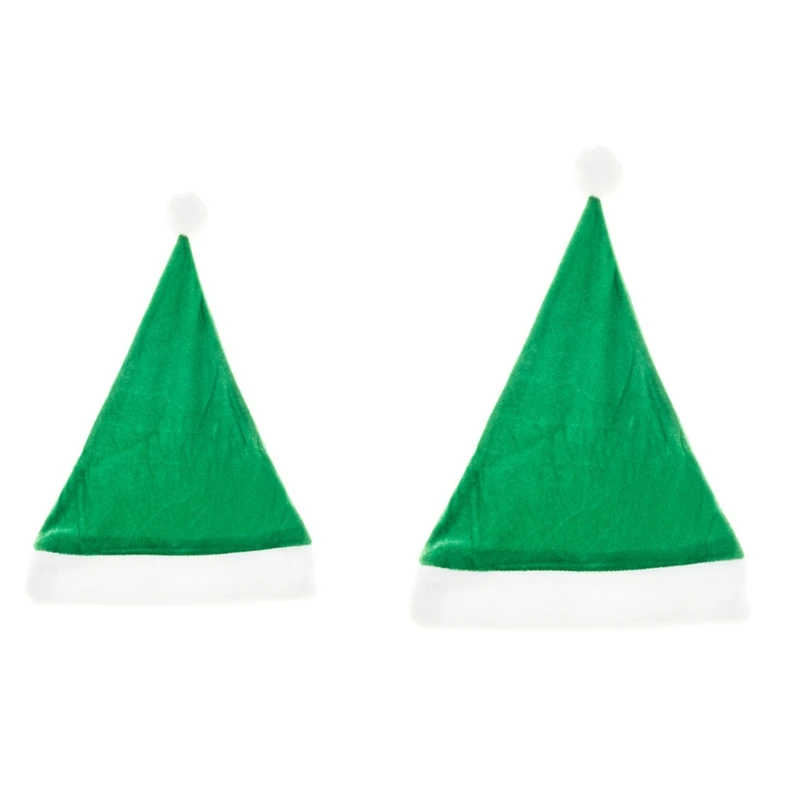 

Зеленая Шапка Санты Золотая Бархатная шапка Санты эльфа с белым помпоном для рождественской вечеринки