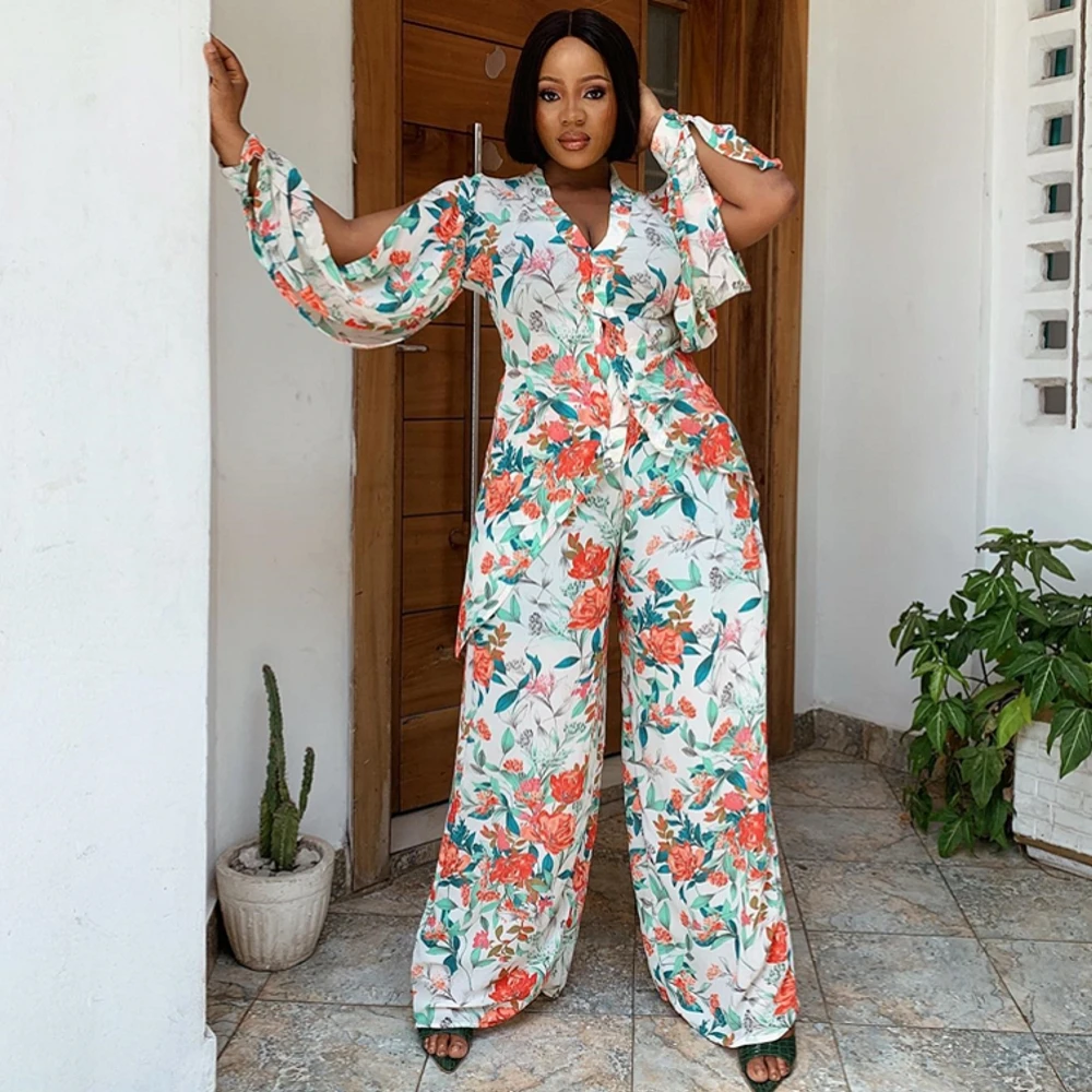 

2 Piece Set Dashiki African Clothes 2023 Spring Summer Women New Fashion Long Sleeve Top And Pants Suit Party Lady Matching Sets