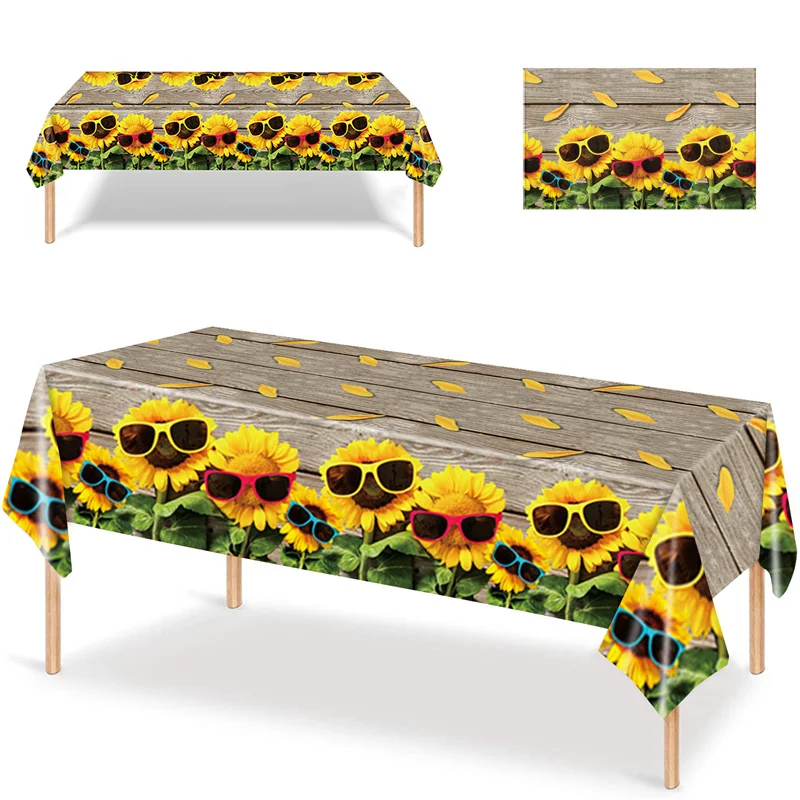 

Одноразовая Скатерть в виде подсолнуха с отделкой под дерево