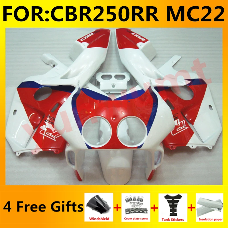 

Motorcycle Fairings Kits fit for Cbr250rr 1990 - 1994 NC22 CBR 250 RR MC22 CBR250 RR 1993 Full Bodywork Fairing set red white