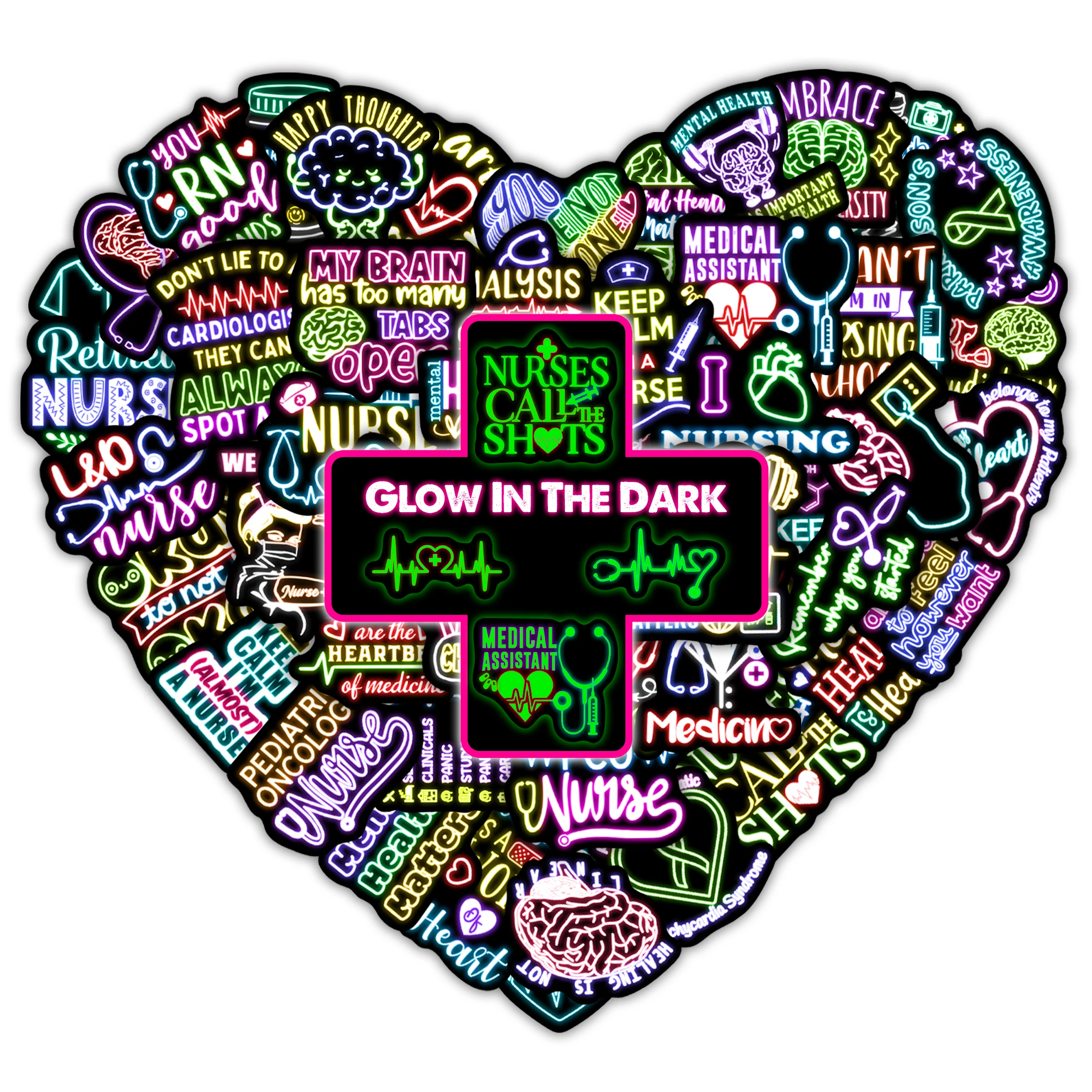 Świecące w ciemności neonowe naklejki Zestaw 50 kreatywnych projektów rękodzielniczych DIY Idealny do deskorolek Notatniki Bu...