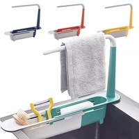 sink drainer rack telescopic faucet organizer for soap bottles cleaning brush holder towel hanging rack adjustable design