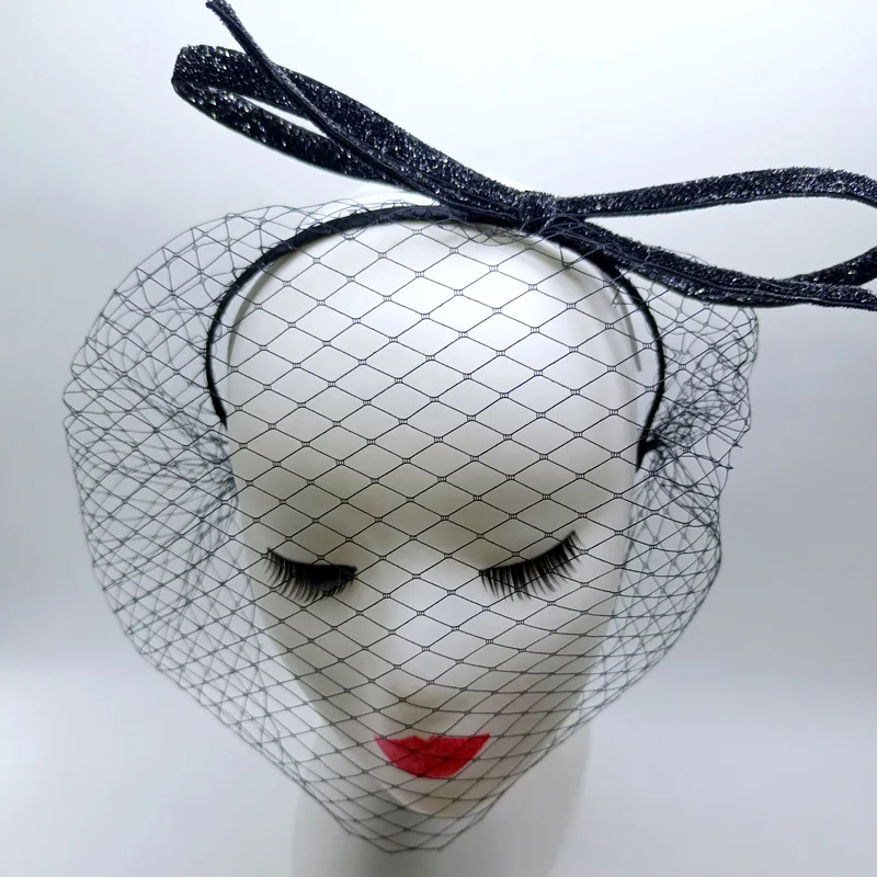 

For Wedding Fascinator Black Headband Veils For Bridal Velvet Simple Bow Birdcage Face Net Mask Hair Accessories Veil Charming