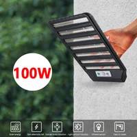 100w super bright solar street lights outdoor transparent lamp with 3 mode motion sensor ip65 wall lamp for garden path yard