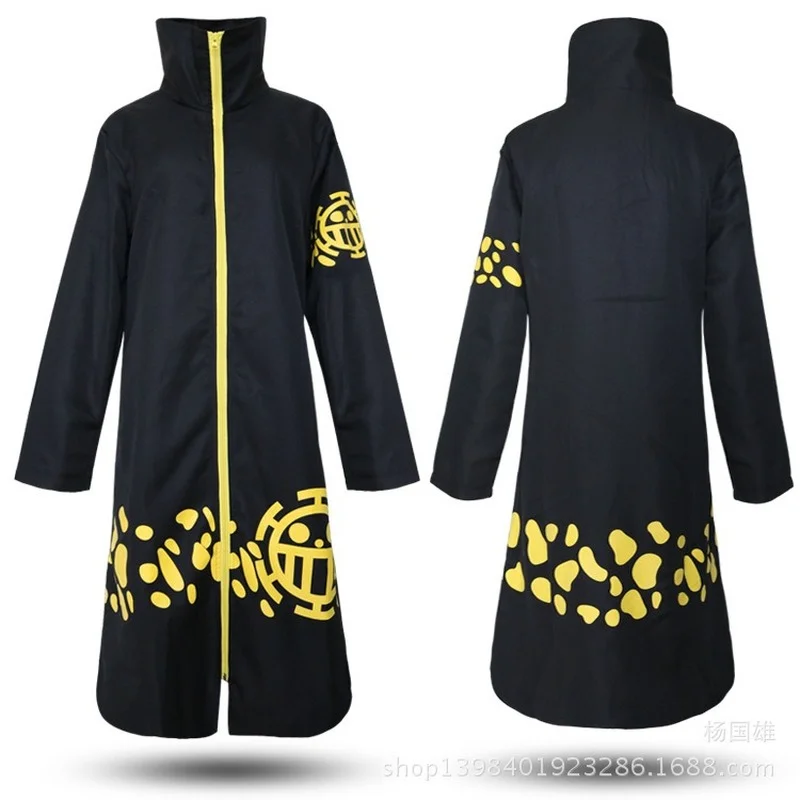 

Anime Cosplay Trafalgar LawTwo Years Later Cloak Cape Costume Black Coat Blue White Pants Suits