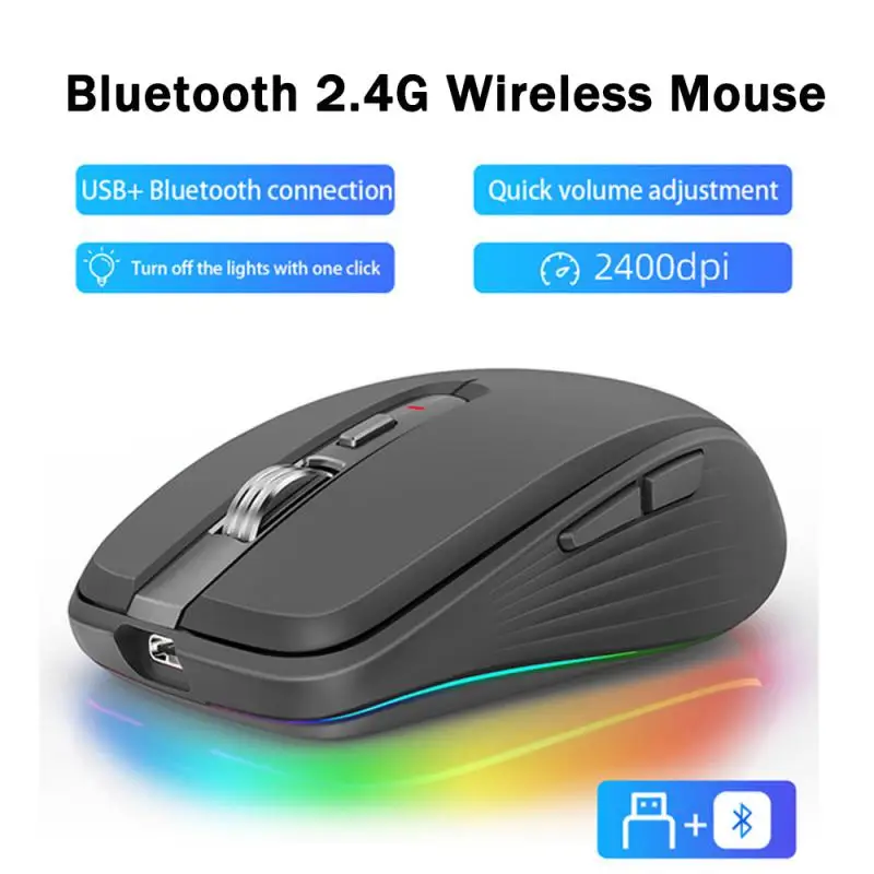 

RYRA Rechargeable Wireless Mouse Bluetooth Gamer Gaming Mouse Computer Ergonomic Mause With Backlight RGB Silent Mice For Laptop