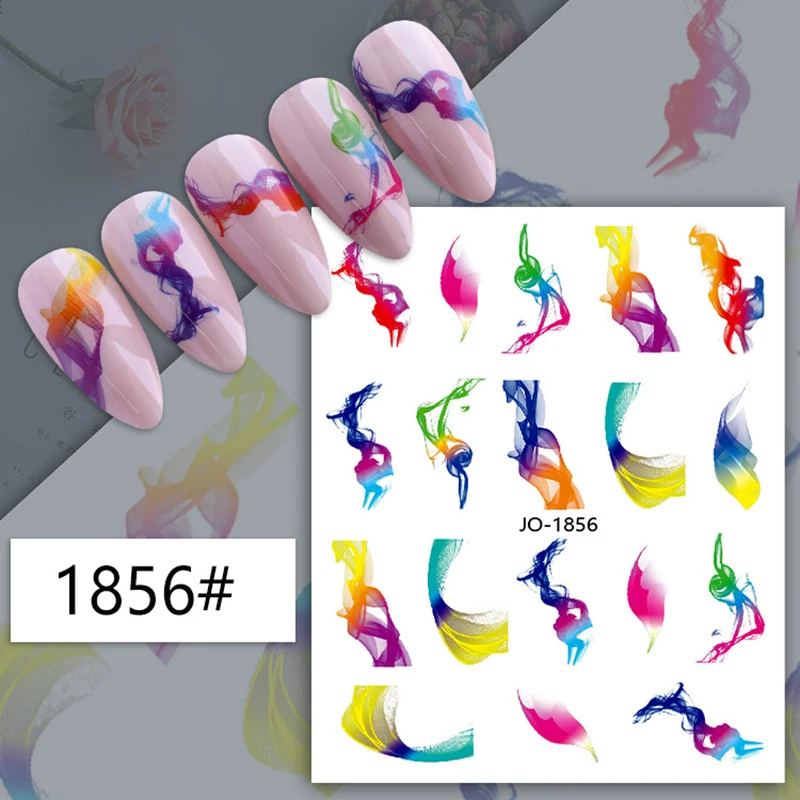 Tie-Dye Personality Color Line Nail Stickers Nail Art Decoration Simple Line Sliders For Nails Nail Decals Nails Art Accessories