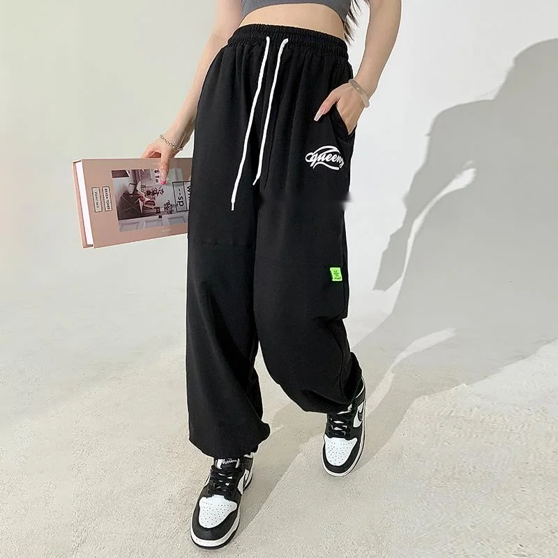 

Spliced Comfortable TVVOVVIN 2023 Sports Pants High Waist Loose Women's Pants Spring New Elastic Waist Strap Casual Pants PLU8