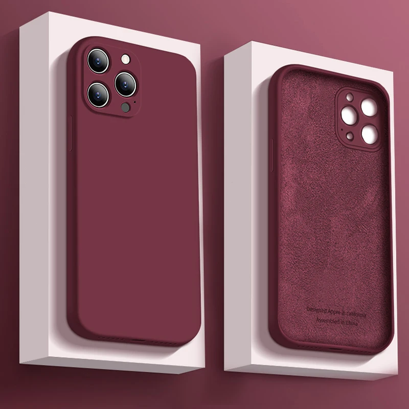 

ASTUBIA Luxury Liquid Silicone Case For iPhone 13 12 11 Pro MAX Mini Shockproof Phone Cover For iPhone X XS XR 7 8 Plus SE 2 3