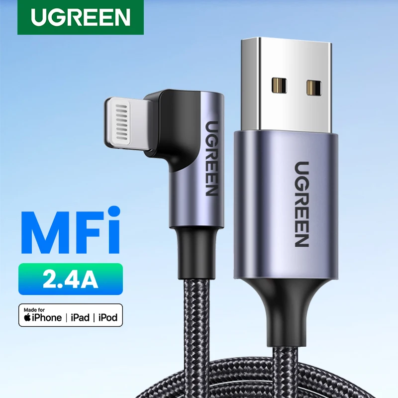 

UGREEN MFi USB to Lightning Cable for iPhone 14 13 12 Pro Max 2.4A Fast Charging Data Cable for iPad Mini Phone Cable