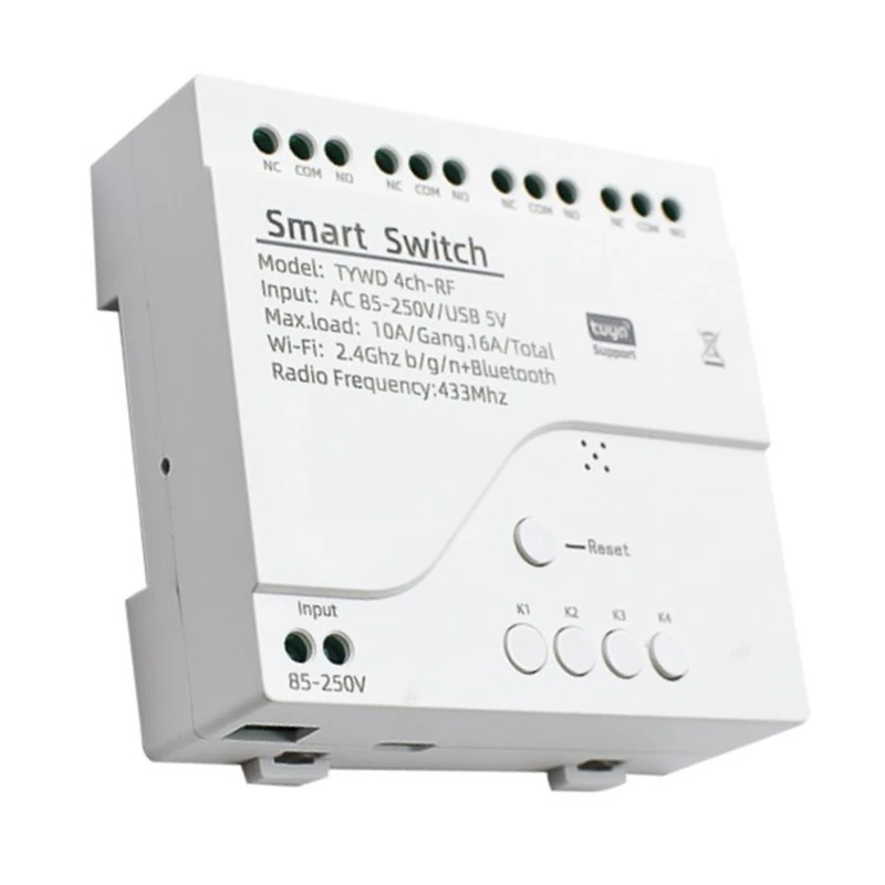 

Tuya Smart Wifi Motor Switch Module RF 433 Radio Remote Control 4CH Inching Relay For Alexa Google Home, 4CH