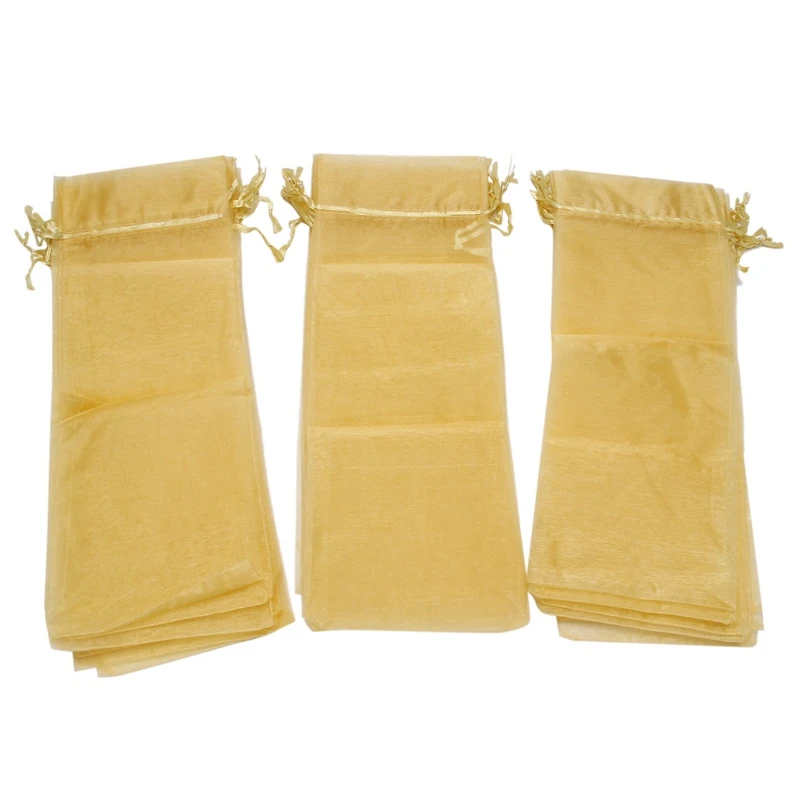 

Packaging Organza Wine Bag, Transparent Mesh Bottle Gift Bag, Wine Cover With Christmas Drawstring Dress (Gold,30Pcs)