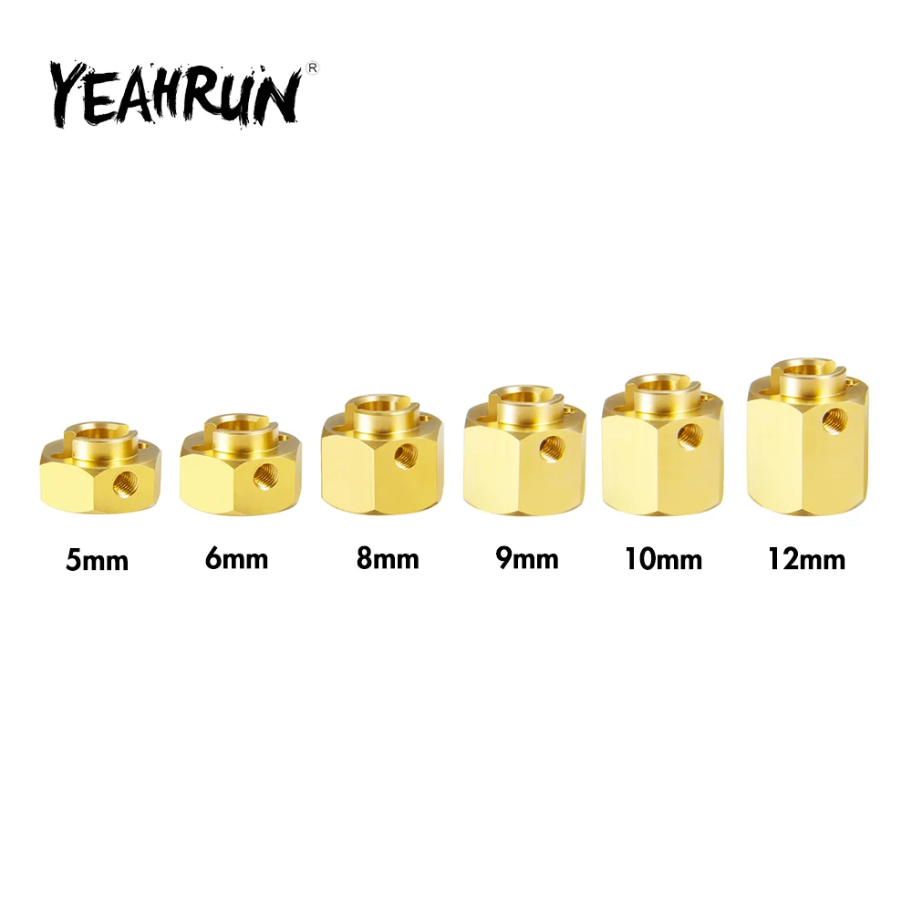 YEAHRUN 5/6/8/9/10/12 мм латунная ступица колеса, шестигранный удлиненный адаптер для осевого SCX10 III AXI03007 AXI03004 каприа 1/10, Радиоуправляемый гусеничный автомобиль