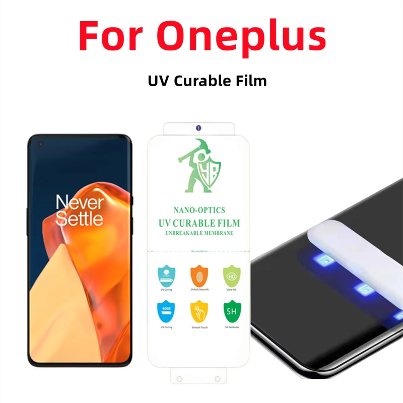 For Oneplus 9 Pro UV Screen Protector For Oneplus 10pro 1+9pro 8pro 7pro Oneplus ACE2 UV Curable Protective Film HD Cured Film