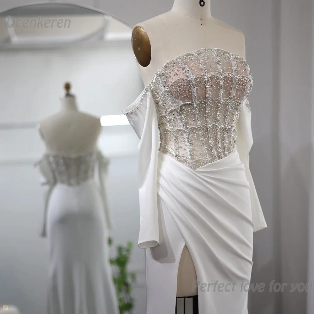 Qcenkeren роскошное свадебное платье русалки без бретелек блестящее Хрустальное