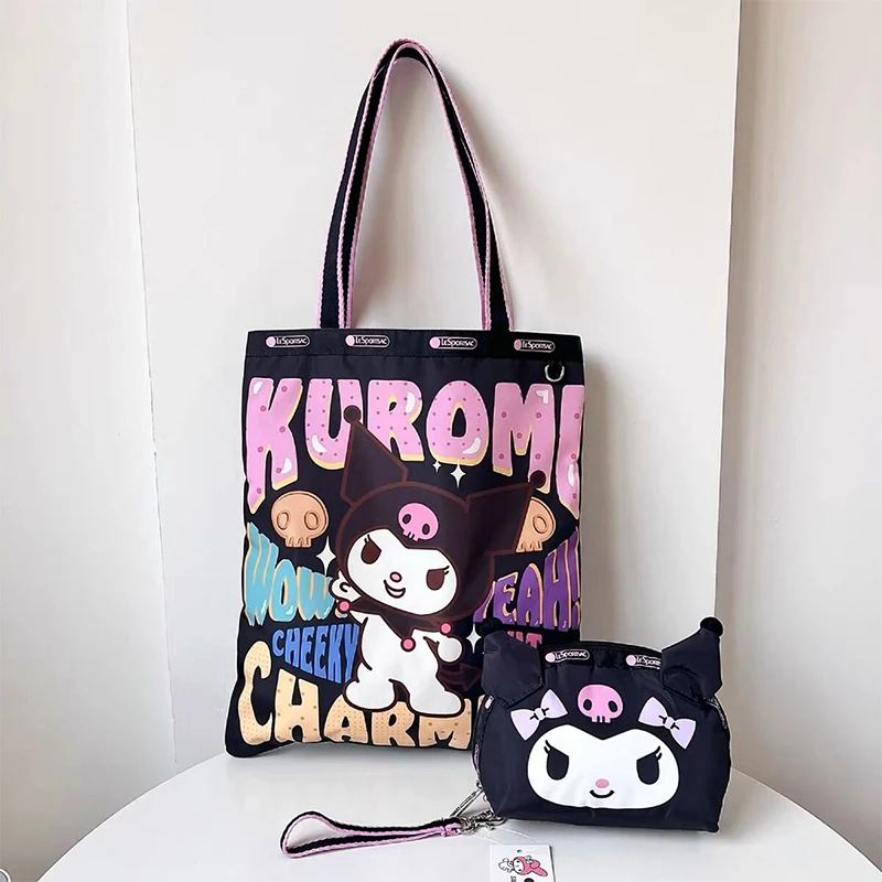 

Kawaii Sanrio Series Kuromi Black Shoulder Bag Large Capacity Tot Bag Cartoon Anime Makeup Organizer Coin Card Bags Girl Gift