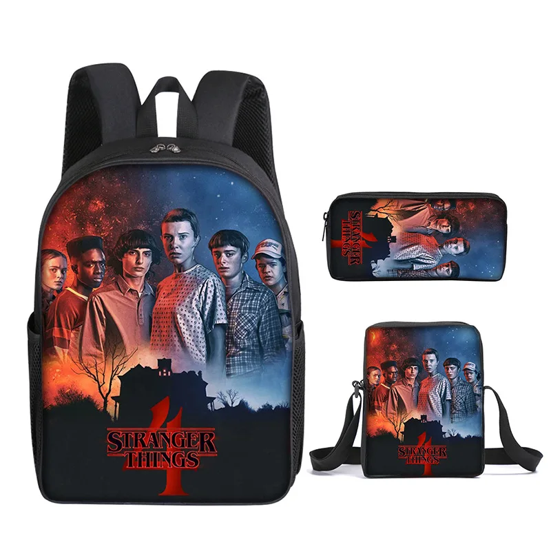 

2022 Stranger Things 4 Backpack Teenager Anime Bag Travel Bagpacks Girls Boys School Bags 3Pcs/set Mochila Kids Knapsack Bookbag