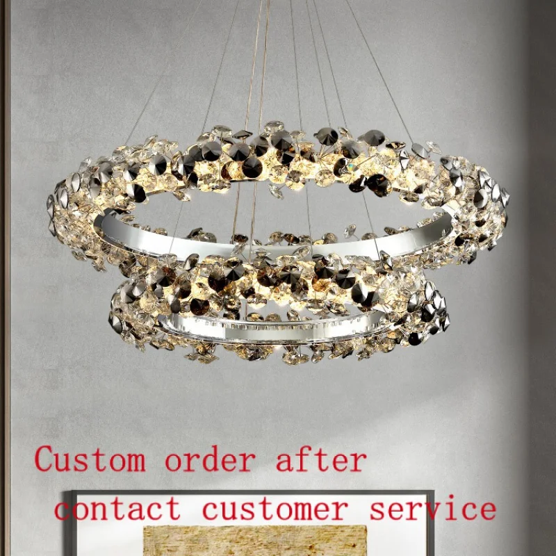

Luxury Indoor Gold Large Round Stairwell Stair Lighting Crystal Chandeliers Pendant Lights For Hotel Lobby Staircase