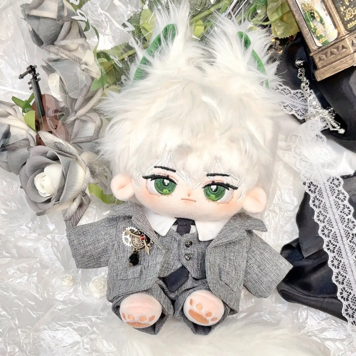 Модная плюшевая хлопковая кукла до бедер 20 см Обнаженная белый меховой хвост для