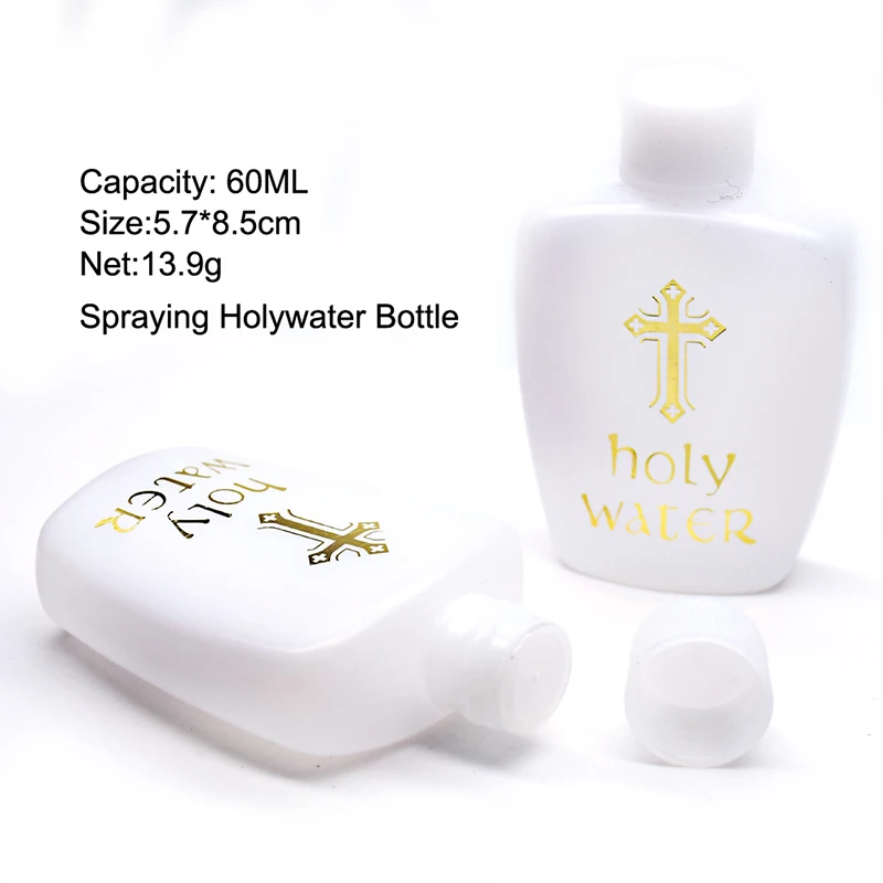 

60ml Easter Plastic Water Bottle With Gold Blocking Logo Holy Water Christian Religious Supply Holy Water Bottle