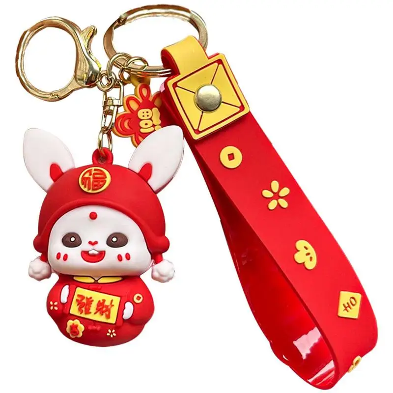 

New Year Keychain 2023 Cute Rabbit Keychains Bunny Hanging Accessories Decors Chinese Animals Key Chain Cute Bag Ornament