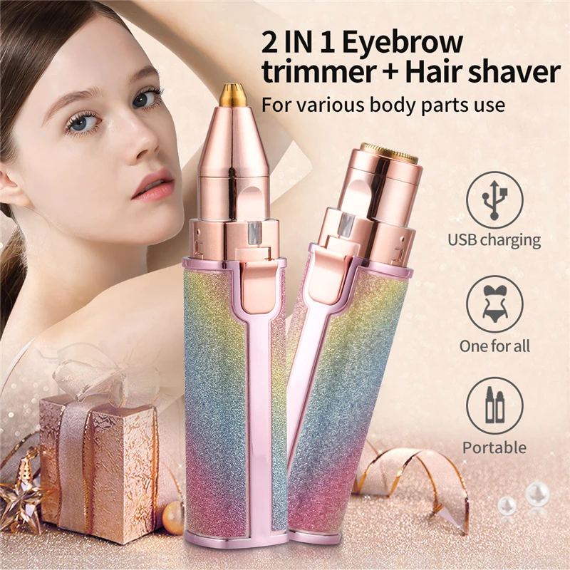 

Portable Mini Eyebrow Trimmer Dual Cutter Head Makeup Facial Bikini Underarm Body Hair Remover Painless Shaver Razors For Women