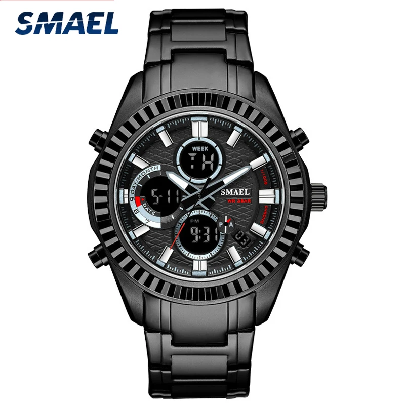 

SMAEL Fashion Sport Men Quartz Watch Stainless Steel Strap Analog Digital Watches Waterproof Mens Army Military Wrist Watch