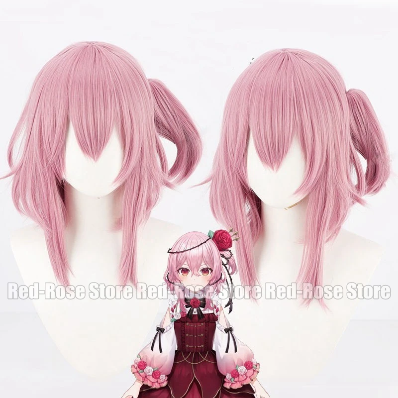 

Rosemi Lovelock Cosplay Wig Hololive OBSYDIA Pink Pig Tail Short Synthetic Hair Halloween Carnival Role Play Party +Free Wig Cap