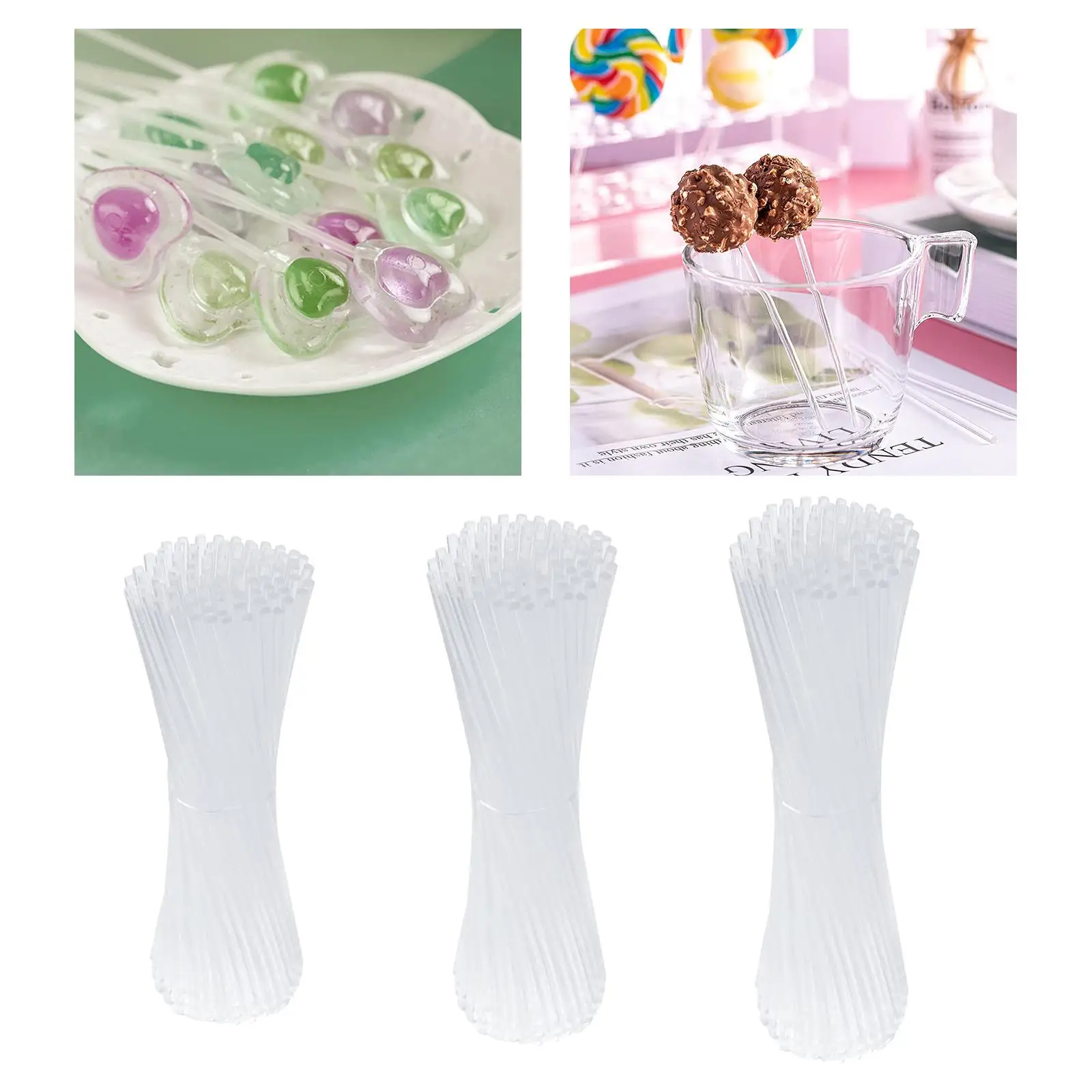

100Pcs Transparent Lollipops Sticks Tools Acrylic for Home Halloween Kids