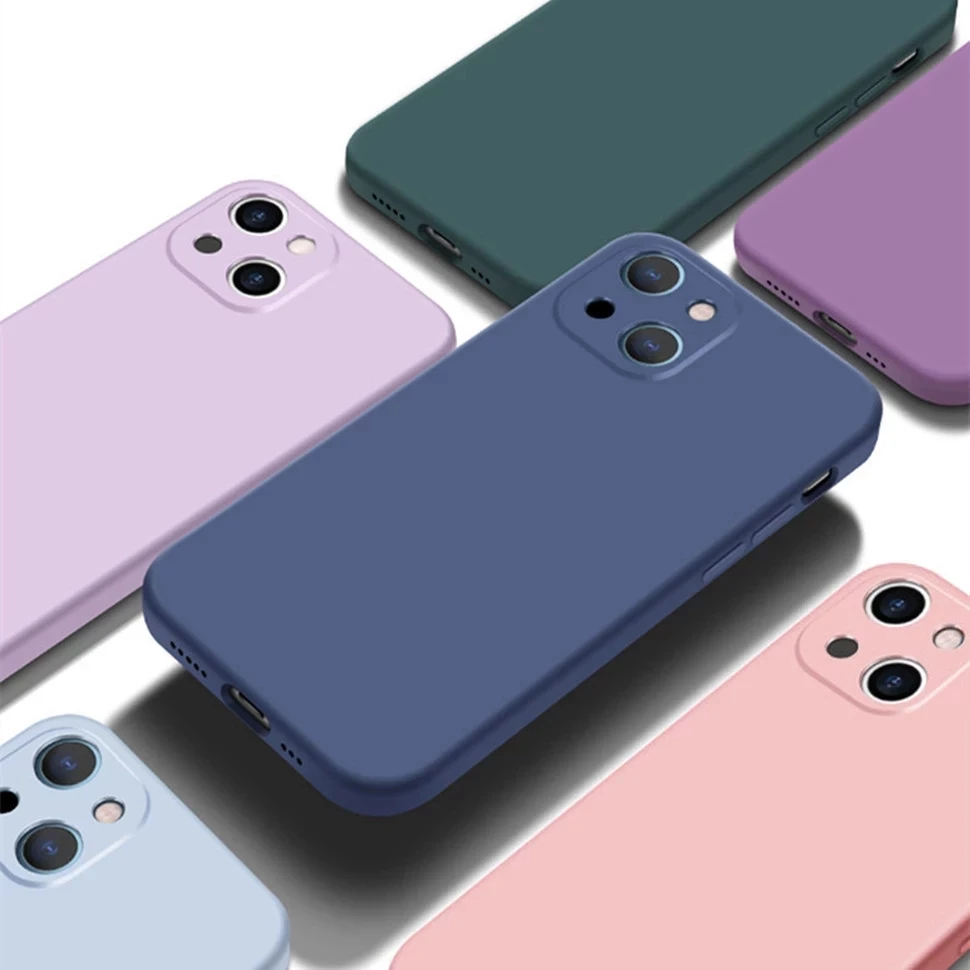 Official Square Liquid Silicone Soft Case for IPhone 14 13 11 12 Pro Max Mini X XR XS 7 8 Plus SE 2 Full Lens Protection Cover